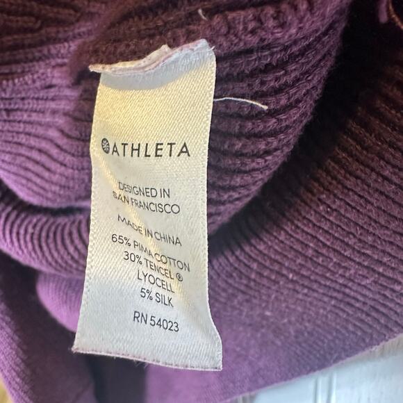 Athleta Rest Day Asymmetrical Crewneck Sweater Purple/Plum - Picture 4 of 6